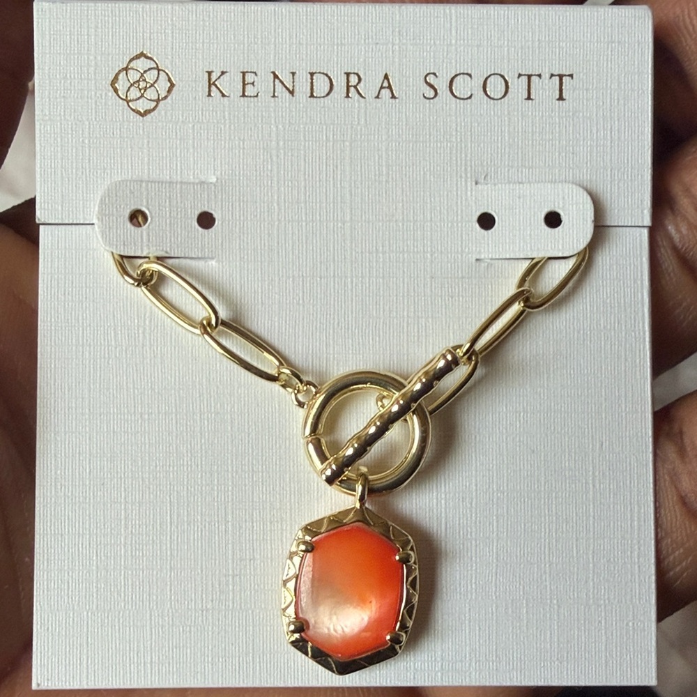 Kendra Scott Gold Chain with Orange Pendant